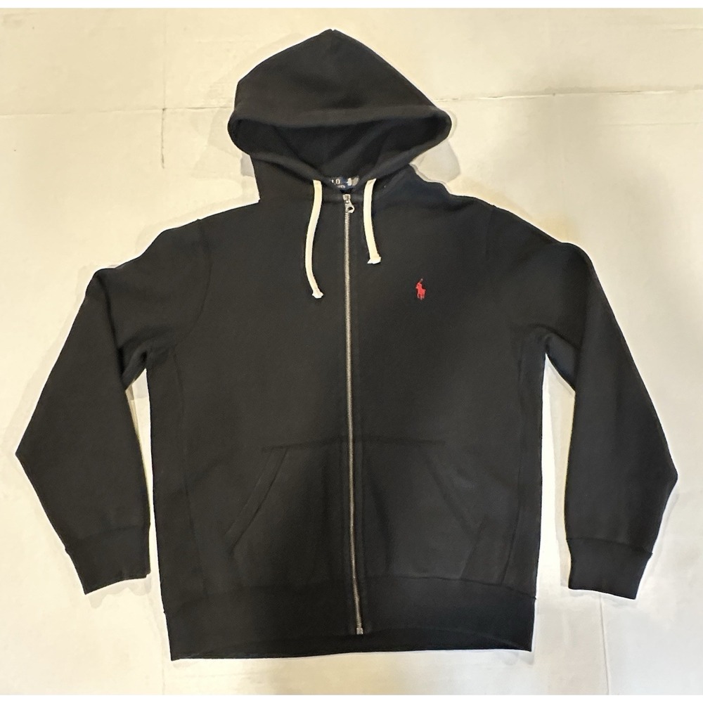 Polo Ralph Lauren Jacket Sweatshirt Hooded Full Zip Lined Black Mens Large